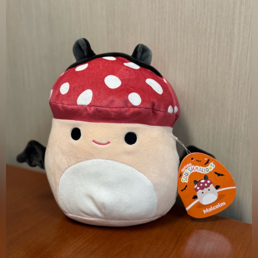 RARE NWT Squishmallows Malcolm the Mushroom with Bat Wings – 8” Halloween Squad